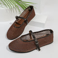 Fishnet Hollow Out Cutout out Ballet Shoes Women Summer Flat Belt Buckle Breathable Shoes